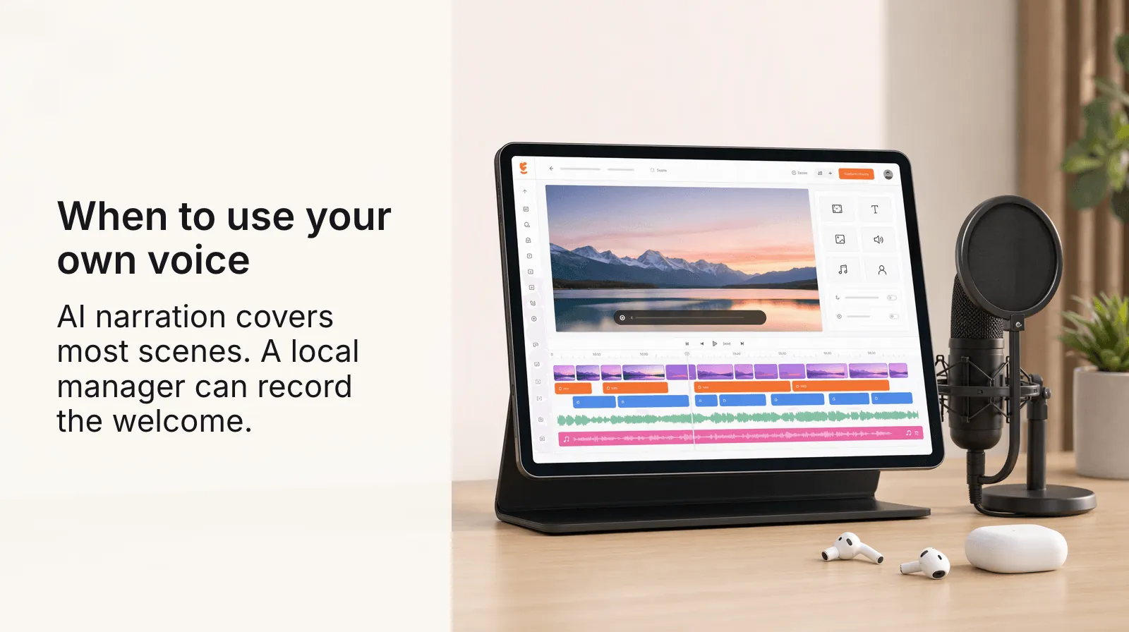 When to use a recorded local voice instead of AI narration in a multilingual training video