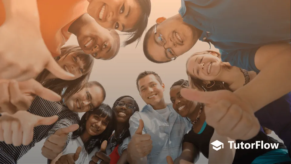 Diverse group of students learning together
