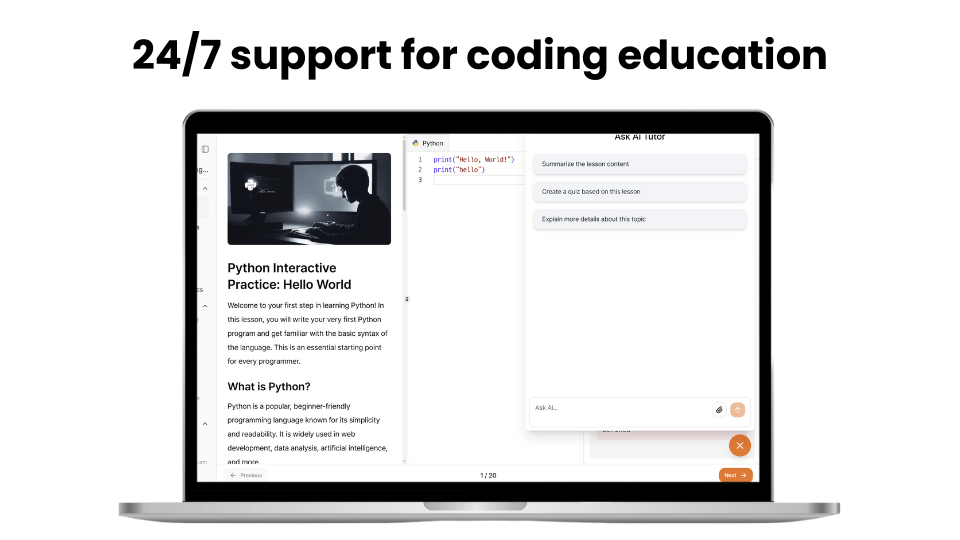 24/7 support for coding education