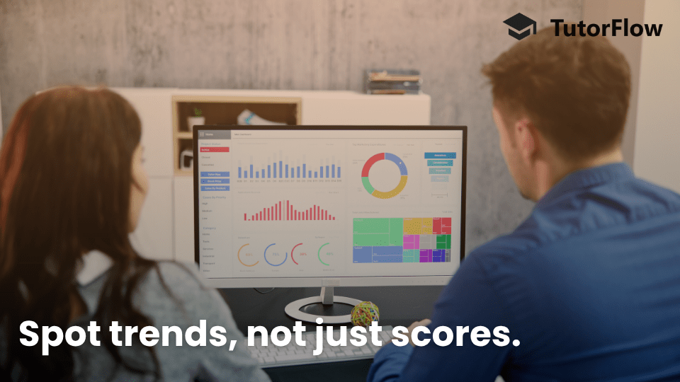 Educator reviewing analytics dashboard